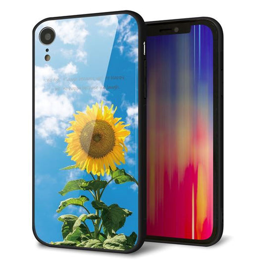 iPhone XR 強化ガラス&TPUスマホケース ガラプリ【KM877 ヒマワリ】