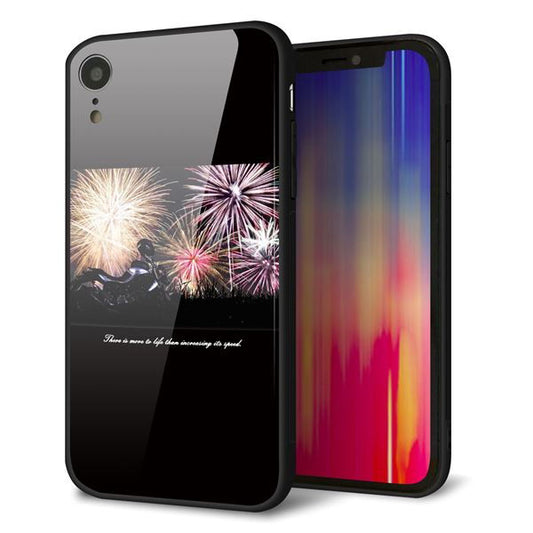iPhone XR 強化ガラス&TPUスマホケース ガラプリ【KM878 バイクと花火】