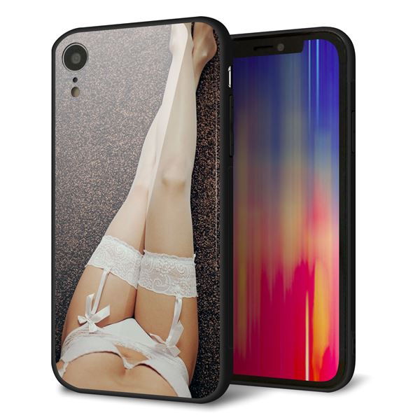 iPhone XR 強化ガラス&TPUスマホケース ガラプリ【KM888 ストッキング】