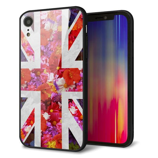 iPhone XR 強化ガラス&TPUスマホケース ガラプリ【SC801 ユニオンジャック リアルフラワー】