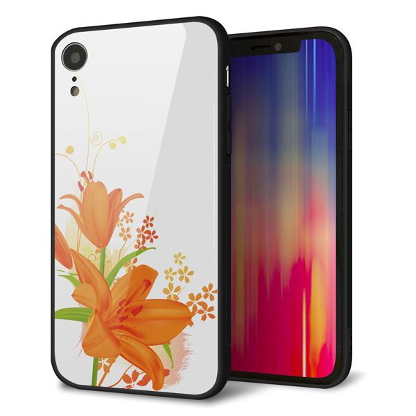 iPhone XR 強化ガラス&TPUスマホケース ガラプリ【SC848 ユリ(オレンジ)】
