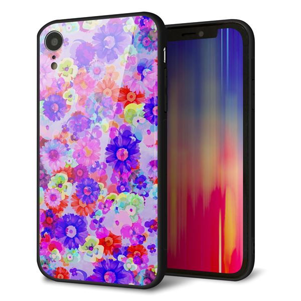 iPhone XR 強化ガラス&TPUスマホケース ガラプリ【SC868 リバティプリント フルールドパルファン(パープル)】