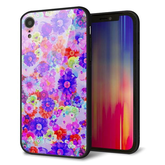 iPhone XR 強化ガラス&TPUスマホケース ガラプリ【SC868 リバティプリント フルールドパルファン(パープル)】
