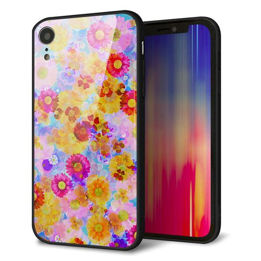iPhone XR 強化ガラス&TPUスマホケース ガラプリ【SC870 リバティプリント フルールドパルファン(ブルー)】