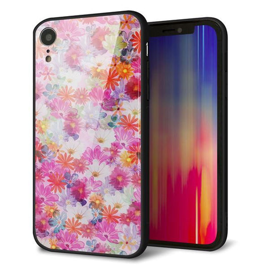 iPhone XR 強化ガラス＆TPUスマホケース ガラプリ【SC874 リバティプリント プレスドフラワー（ピンク）】