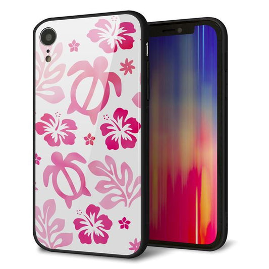 iPhone XR 強化ガラス＆TPUスマホケース ガラプリ【SC879 ハワイアンアロハホヌ（ピンク）】