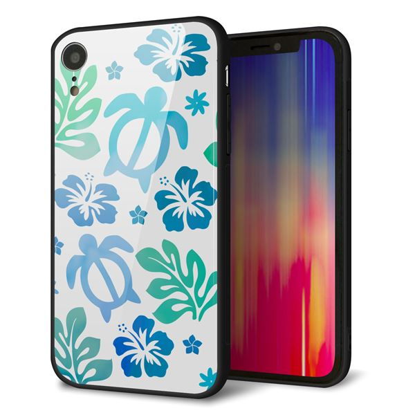 iPhone XR 強化ガラス&TPUスマホケース ガラプリ【SC880 ハワイアンアロハホヌ(ブルー)】