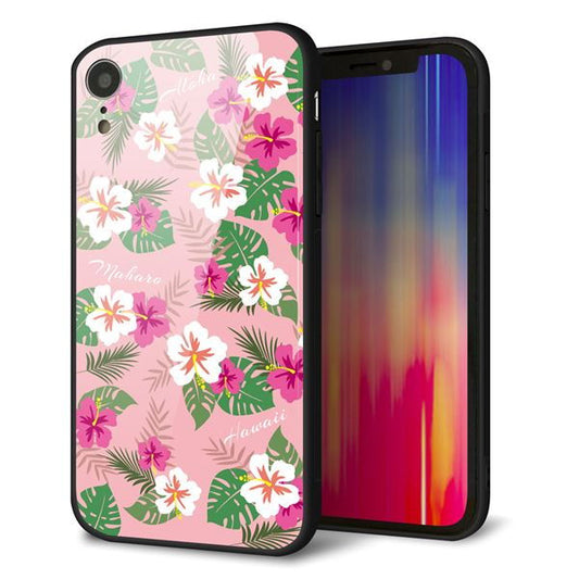 iPhone XR 強化ガラス&TPUスマホケース ガラプリ【SC882 ハワイアンアロハレトロ(ピンク)】