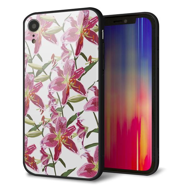 iPhone XR 強化ガラス&TPUスマホケース ガラプリ【SC892 ボタニカル スカーレットリリー】