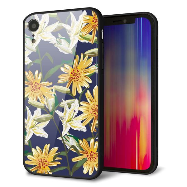 iPhone XR 強化ガラス&TPUスマホケース ガラプリ【SC893 ボタニカル デイジー&リリー】