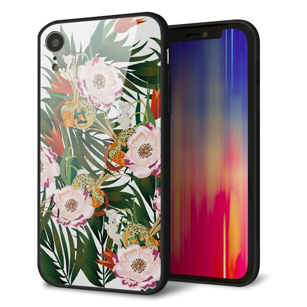 iPhone XR 強化ガラス&TPUスマホケース ガラプリ【SC895 ボタニカル フォレスト】