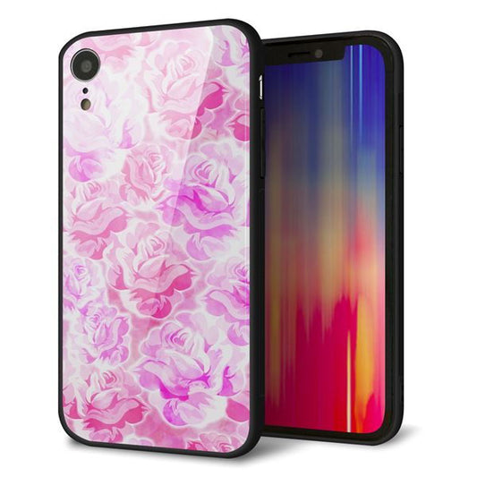 iPhone XR 強化ガラス&TPUスマホケース ガラプリ【SC928 ローズ ピンク】