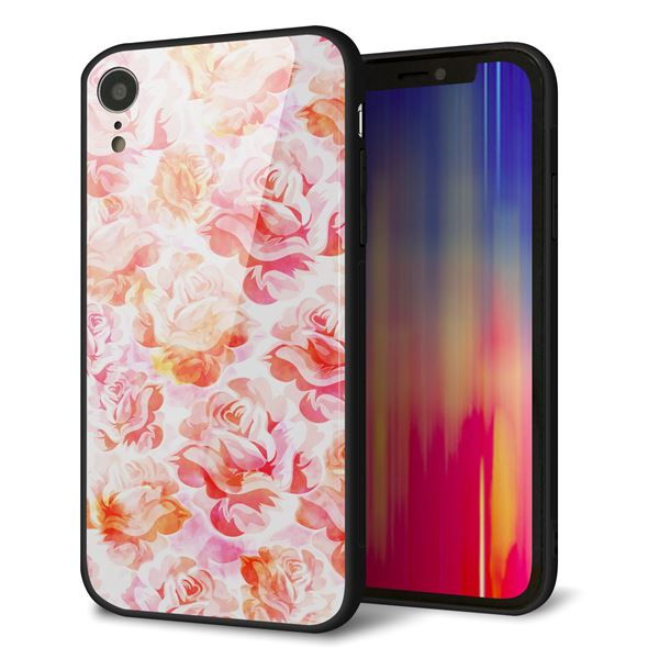 iPhone XR 強化ガラス&TPUスマホケース ガラプリ【SC930 ローズ レッド】