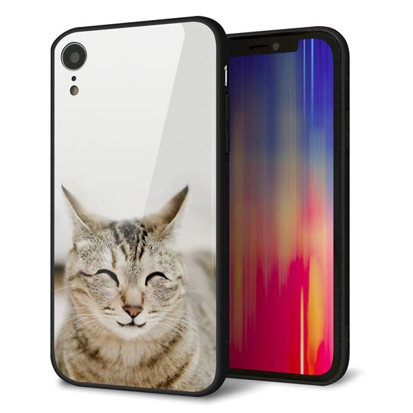 iPhone XR 強化ガラス&TPUスマホケース ガラプリ【VA801 笑福ねこ】