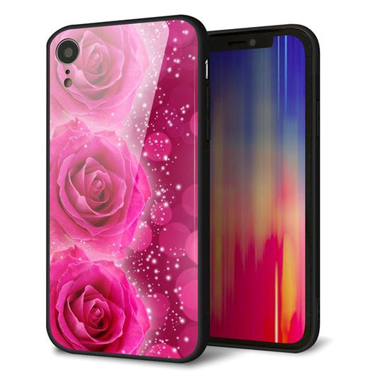 iPhone XR 強化ガラス&TPUスマホケース ガラプリ【VA815 3連のバラ】