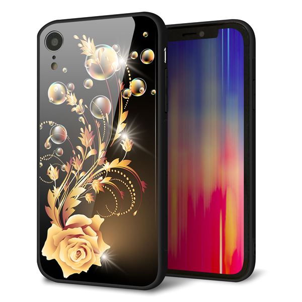 iPhone XR 強化ガラス&TPUスマホケース ガラプリ【VA823 気高きバラ】