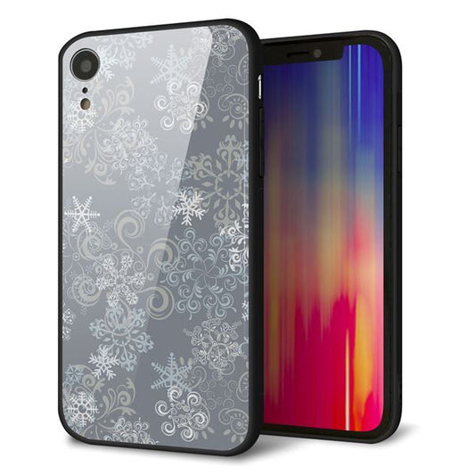 iPhone XR 強化ガラス＆TPUスマホケース ガラプリ【XA801 雪の結晶】