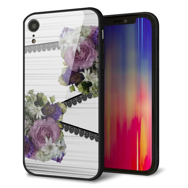 iPhone XR 強化ガラス&TPUスマホケース ガラプリ【YI888 フラワー9】