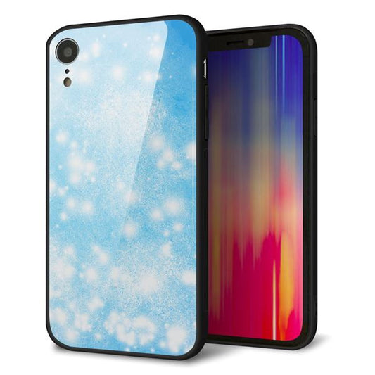 iPhone XR 強化ガラス&TPUスマホケース ガラプリ【YJ289 デザインブルー】