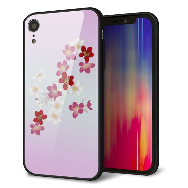 iPhone XR 強化ガラス&TPUスマホケース ガラプリ【YJ320 桜 和】