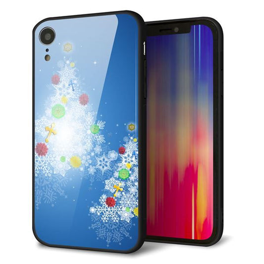 iPhone XR 強化ガラス＆TPUスマホケース ガラプリ【YJ347 クリスマスツリー】