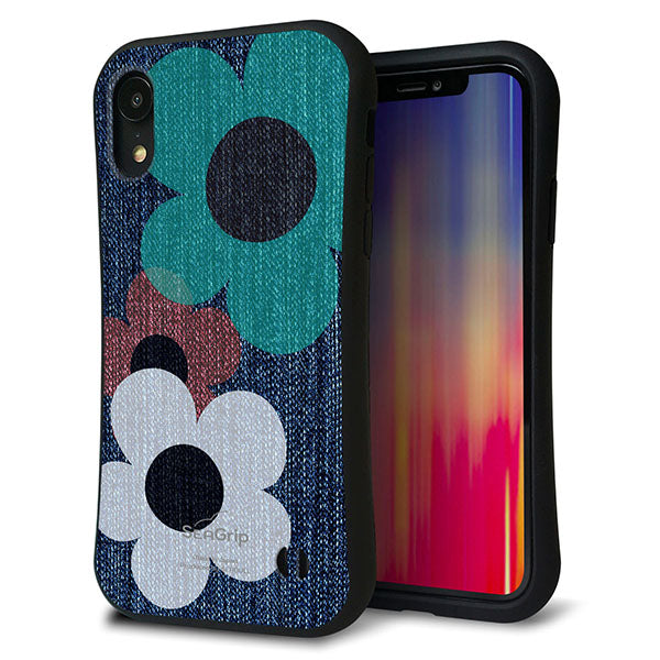 iPhone XR スマホケース 「SEA Grip」 グリップケース Sライン 【EK869 ルーズフラワーinデニム】 UV印刷