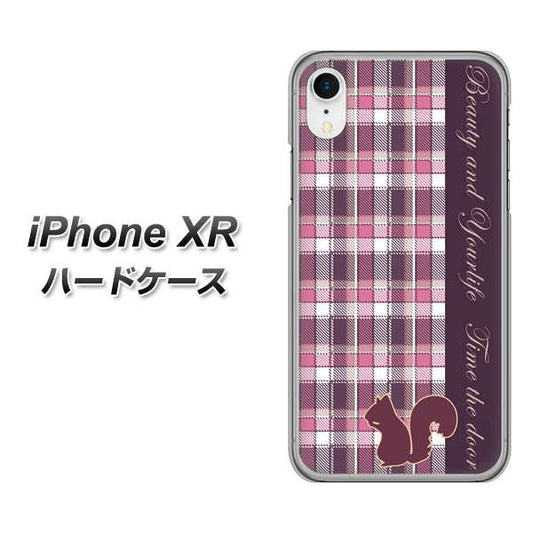 iPhone XR 高画質仕上げ 背面印刷 ハードケース【519 チェック柄にリス】