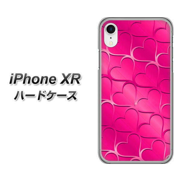 iPhone XR 高画質仕上げ 背面印刷 ハードケース【1347 かくれハート(ショッキングピンク)】