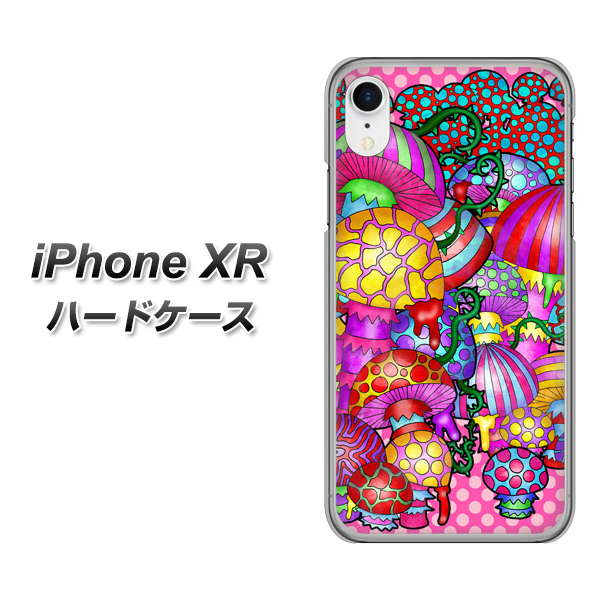 iPhone XR 高画質仕上げ 背面印刷 ハードケース【AG806 きのこ(ピンク)】