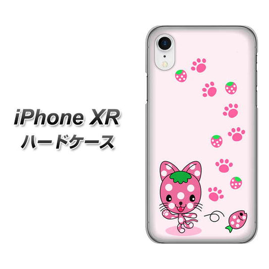 iPhone XR 高画質仕上げ 背面印刷 ハードケース【AG819 イチゴ猫のにゃんベリー（ピンク）】