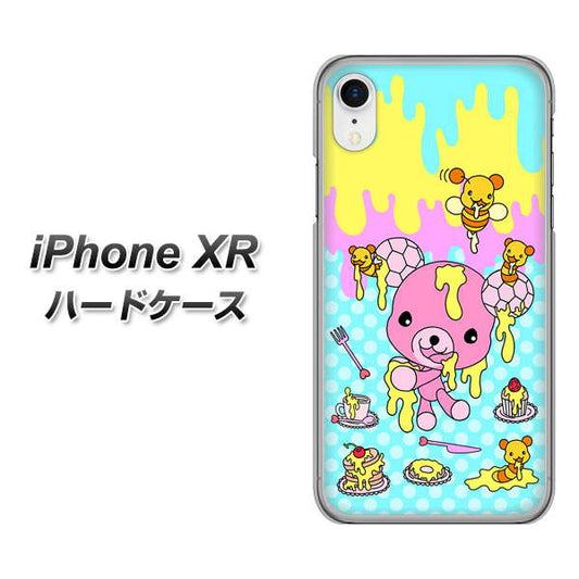 iPhone XR 高画質仕上げ 背面印刷 ハードケース【AG821 ハニベア（水玉水色）】