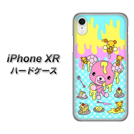 iPhone XR 高画質仕上げ 背面印刷 ハードケース【AG821 ハニベア(水玉水色)】