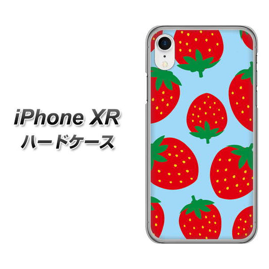 iPhone XR 高画質仕上げ 背面印刷 ハードケース【SC821 大きいイチゴ模様レッドとブルー】