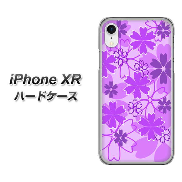 iPhone XR 高画質仕上げ 背面印刷 ハードケース【VA960 重なり合う花 パープル】