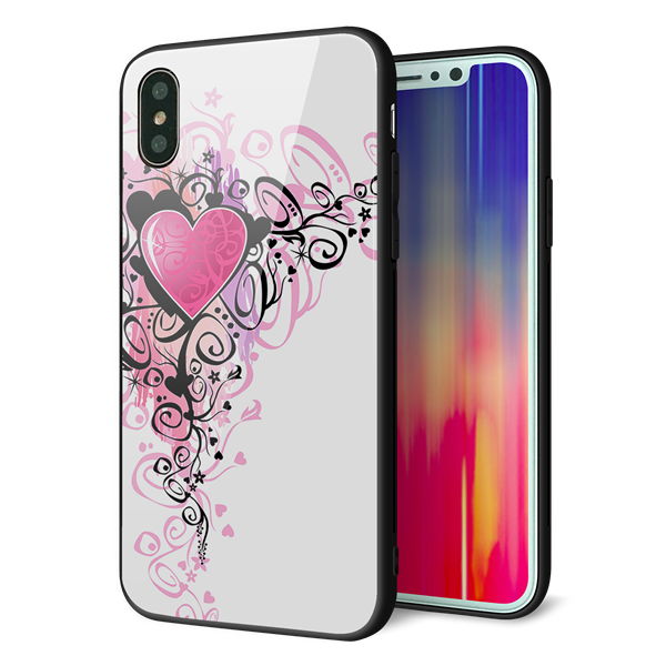 iPhone XS 強化ガラス&TPUスマホケース ガラプリ【007 スタイリッシュハート】