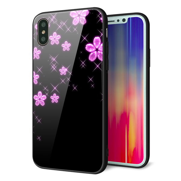 iPhone XS 強化ガラス&TPUスマホケース ガラプリ【019 桜クリスタル】