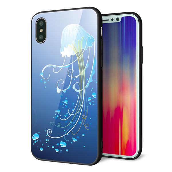 iPhone XS 強化ガラス&TPUスマホケース ガラプリ【362 ジェリーフィシュ】