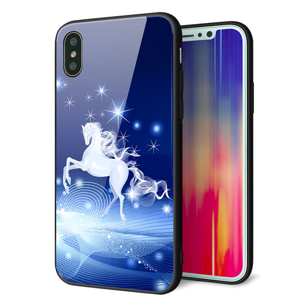 iPhone XS 強化ガラス&TPUスマホケース ガラプリ【436 ペガサス】