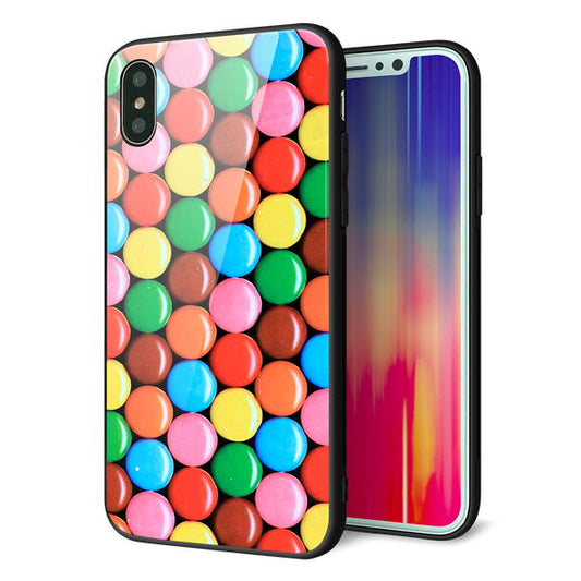 iPhone XS 強化ガラス&TPUスマホケース ガラプリ【448 マーブルチョコ】