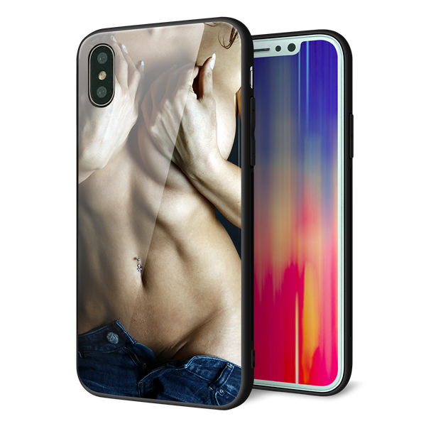 iPhone XS 強化ガラス&TPUスマホケース ガラプリ【602 ボディライン】