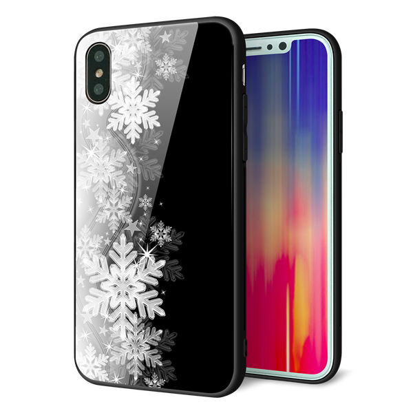 iPhone XS 強化ガラス&TPUスマホケース ガラプリ【603 白銀と闇】
