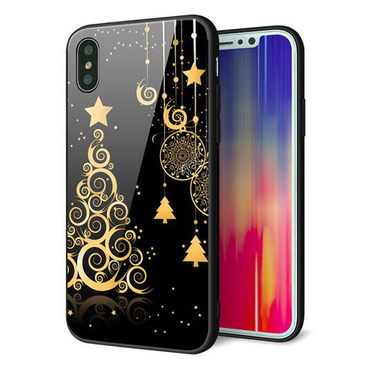 iPhone XS 強化ガラス&TPUスマホケース ガラプリ【721 その他のカラークリスマスツリー】