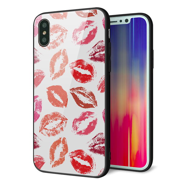 iPhone XS 強化ガラス&TPUスマホケース ガラプリ【734 キスkissキス】