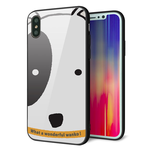 iPhone XS 強化ガラス&TPUスマホケース ガラプリ【IA800 わんこ】