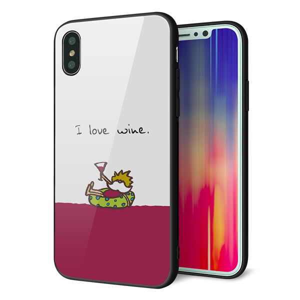 iPhone XS 強化ガラス&TPUスマホケース ガラプリ【IA811 ワインの神様】