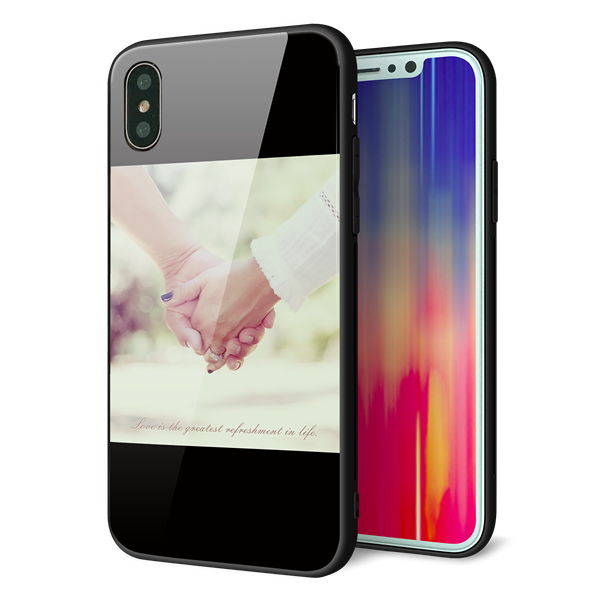 iPhone XS 強化ガラス&TPUスマホケース ガラプリ【KM875 カップル】