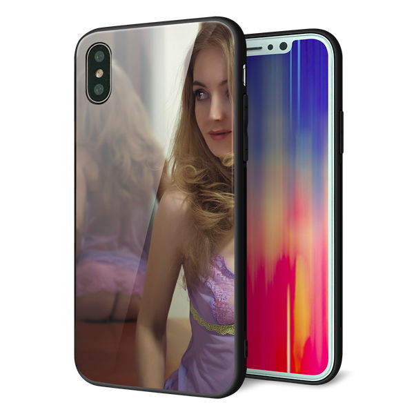 iPhone XS 強化ガラス&TPUスマホケース ガラプリ【KM886 ミラー】