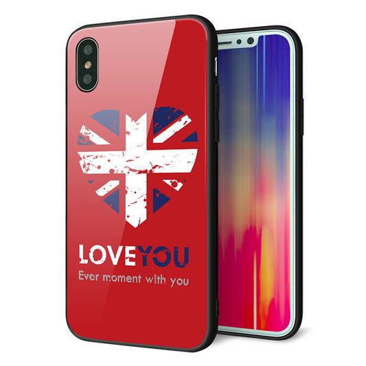 iPhone XS 強化ガラス&TPUスマホケース ガラプリ【SC804 ユニオンジャック ハートビンテージレッド】