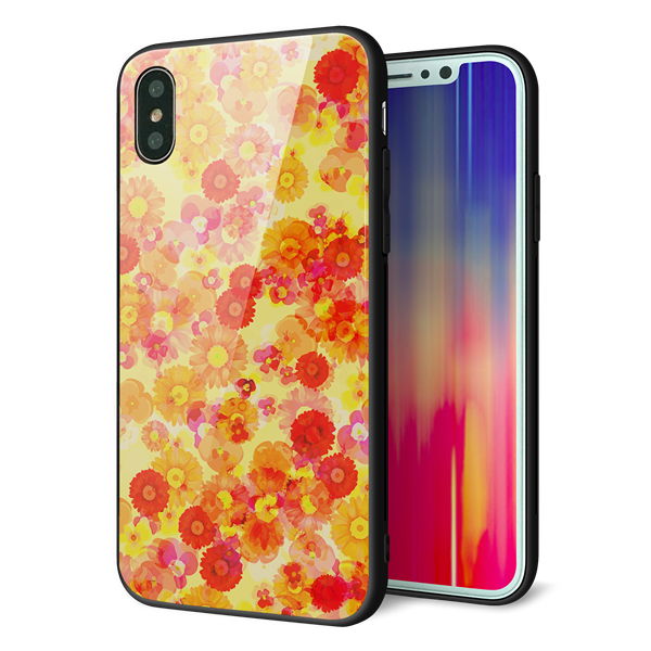 iPhone XS 強化ガラス&TPUスマホケース ガラプリ【SC867 リバティプリント フルールドパルファン(イエロー)】