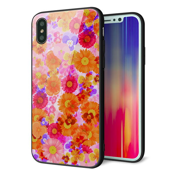 iPhone XS 強化ガラス&TPUスマホケース ガラプリ【SC869 リバティプリント フルールドパルファン(ピンク)】
